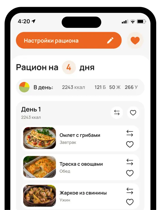 Экран рациона